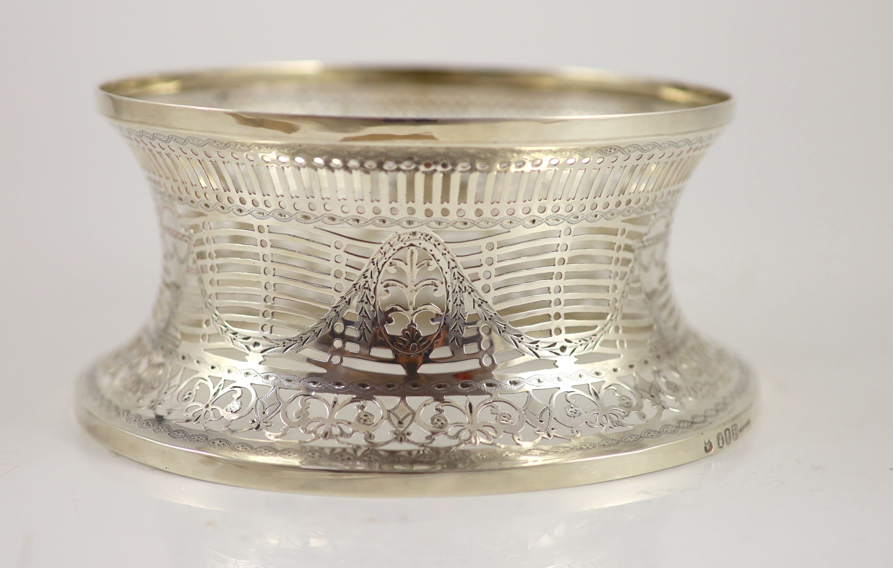 A George V Irish pierced silver dish ring, by West & Son